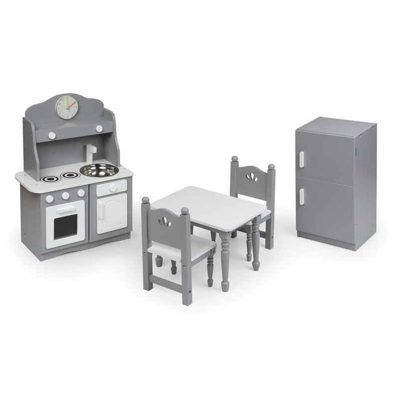 Kitchen Furniture Set for 18 inch Dolls - Gray/White
