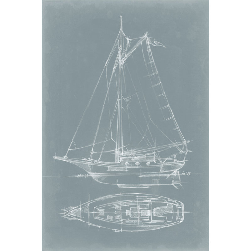 «Yacht Sketches IV», impression sur toile, H 12 po x l 8 po