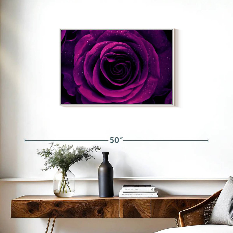 Rose mauve rosée, Cadre flottant blanc, 31 po x 21 po