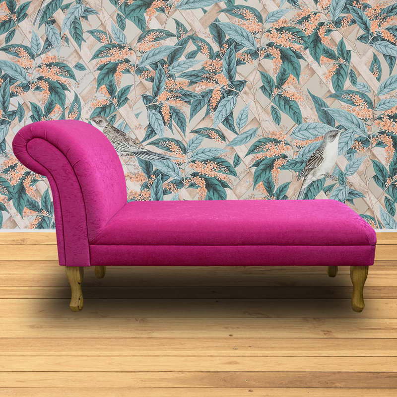 Upholstered Chaise Lounge, Brown, Cotton