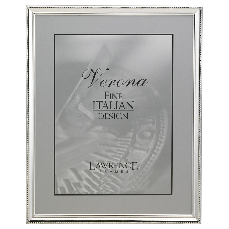 Cadre photo Saancerton, Plaqué d'argent poli avec bordure de perles, 8 po x 10 po