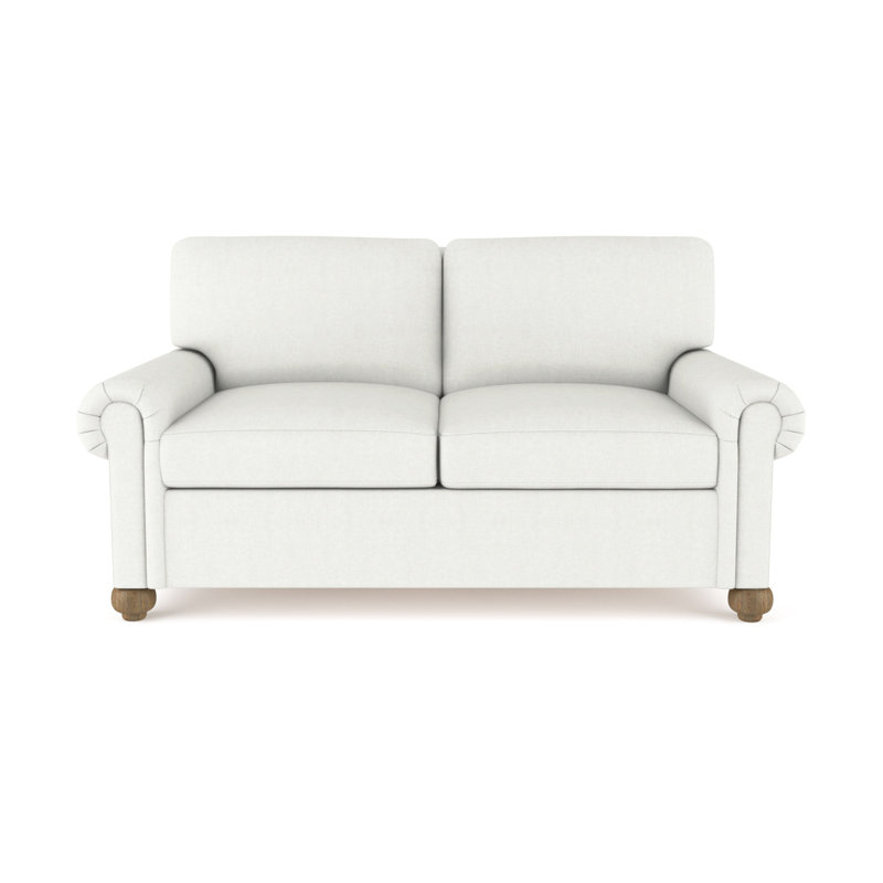 Leroy Loveseat, Weathered, Plush Velvet Alabaster, 36" H x 72" W x 43" D