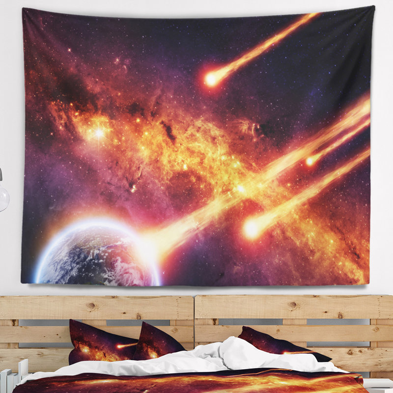 Tapisserie spacescape fire from planets, H 32 po x l 39 po
