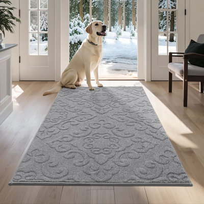 Non-Slip Indoor Doormat with Washable Absorbent Low-Pile Design for Dirty Shoes and Paws