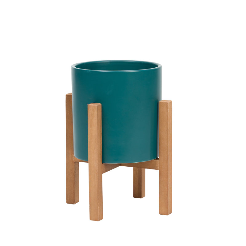 Pot à fleur d'intérieur en céramique Surles, H 13 po x l 9 po x P 9 po, Bleu / vert
