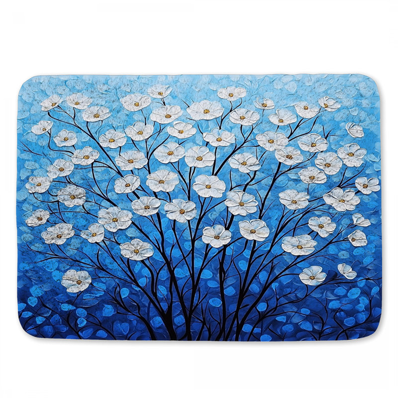 Tapis de bain floral à motif floral pour salle de bain Shabby Chic, L 34 po x l 21 po