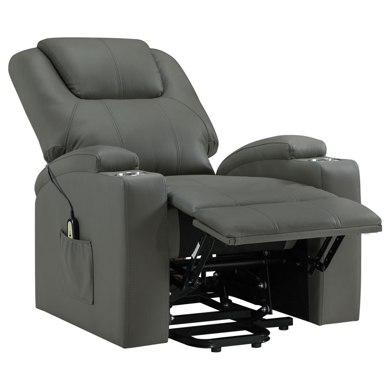 Armstrong Upholstered Power Lift Massage Recliner Grey, Gray