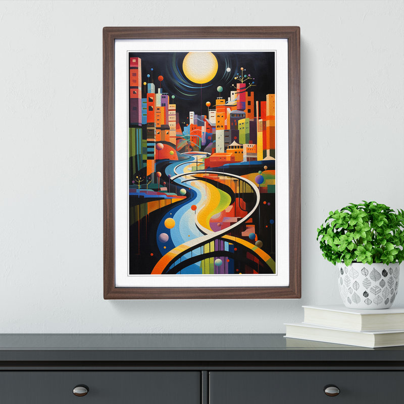 River Constructivism Framed Print, 34cm H x 25cm W x 2cm D, Walnut
