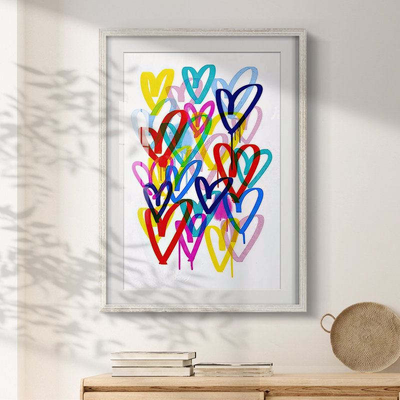Hearts Aflutter II -Framed Print, 19.5" H x 16.5" W, White