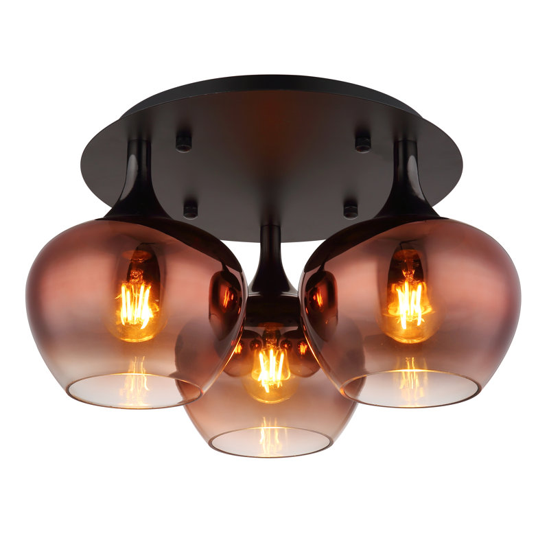 Glass Flush Mount, Matte Black