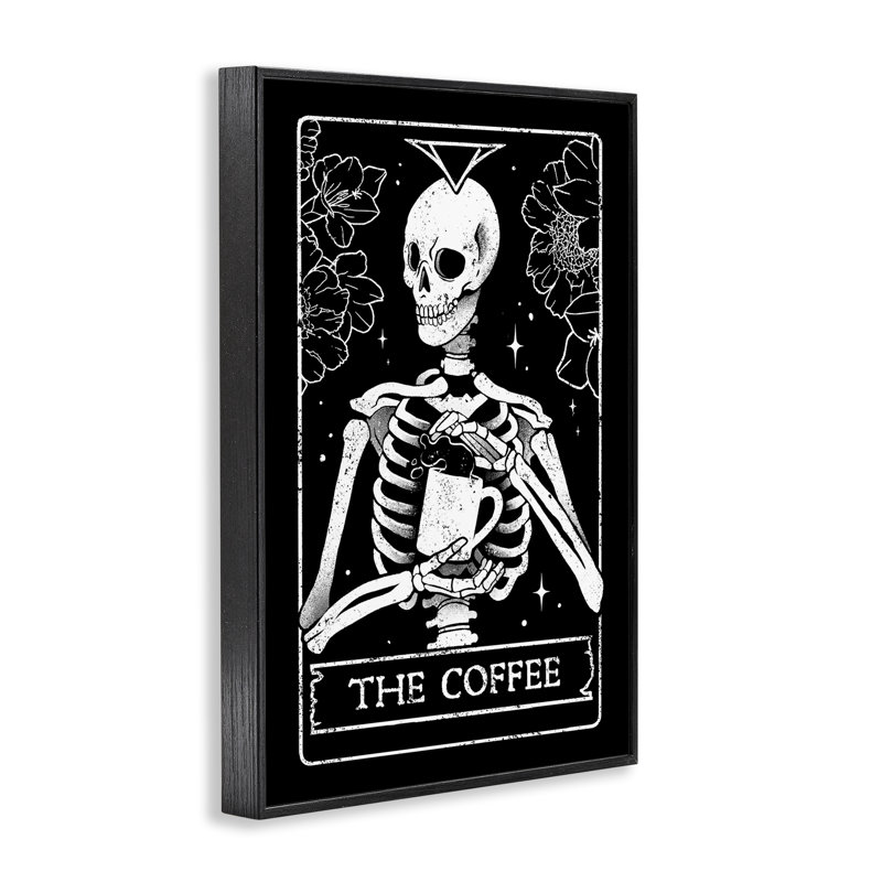 «The Coffee Skeleton Tarot», dessin par EduEly Designs, Giclée encadrée noir minuit, H 24 po x l 16 po