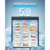 5.0 Cu.Ft. Chest Freezer with Removable Storage Basket,Deep Freezer with Adjustable Temperature Controls(-7.6°F~6.8°F ), Digital Thermostat &Top Open Door,Quiet 32dB (Black/White)