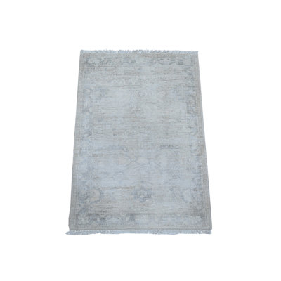 1'11"" x 2'9"" Ivory Hand Knotted White Wash Peshawar Soft Wool Mat Oriental Rug -  One Allium Way®, 8E9E52C005F043D1A34CE44742B07129