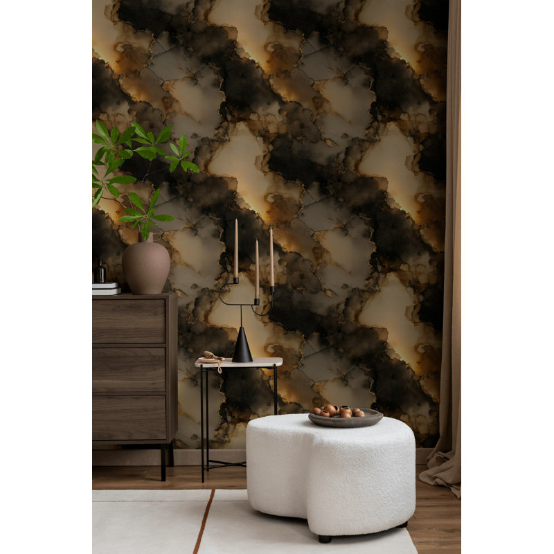 Papier peint or moderne beige