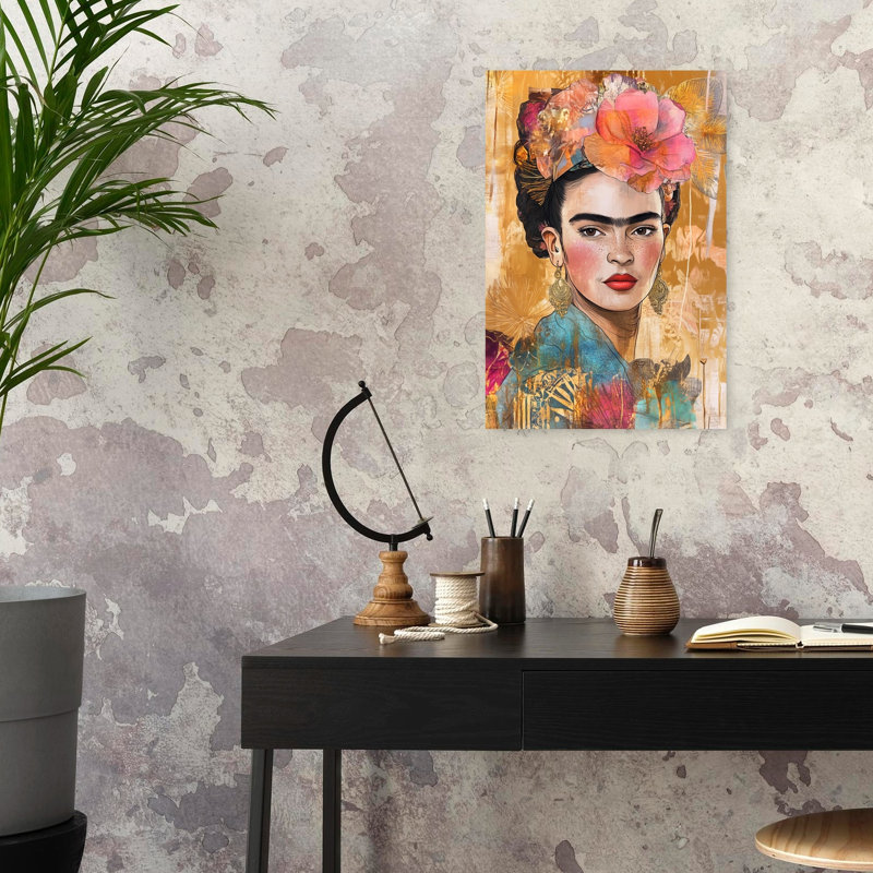 Portrait floral expressif, impression élégante, 24" H x 16" W