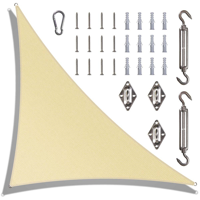 Voile d'ombrage avec quincaillerie Amgo, Beige, 24 pi x 34 pi