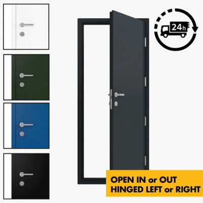 Steel Security Personnel Pedestrian Door - Industrial Grade Exterior Outdoor Security Door for Garage
