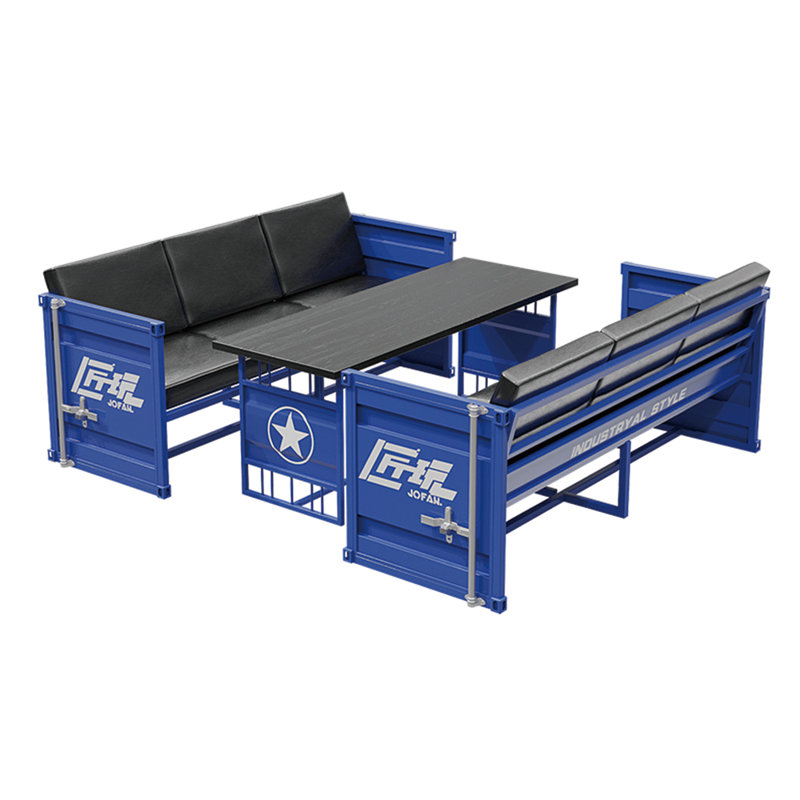 Ensemble de salle à manger l 23,7 po Kimika, Bleu, H 29,6 po x L 63 po x l 23,7 po