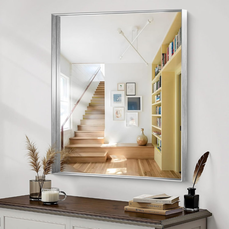Miroir de salle de bain Silver, Argent argent, 36 po x 30 po, Rectangulaire