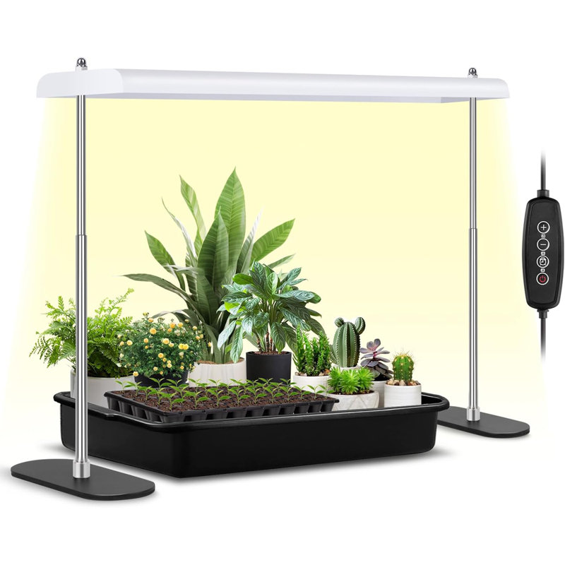 Lampe de croissance DEL à spectre complet de bureau avec support réglable, lampe horticole à intensité variable et minuterie pour semis, plantes grasses et fleurs