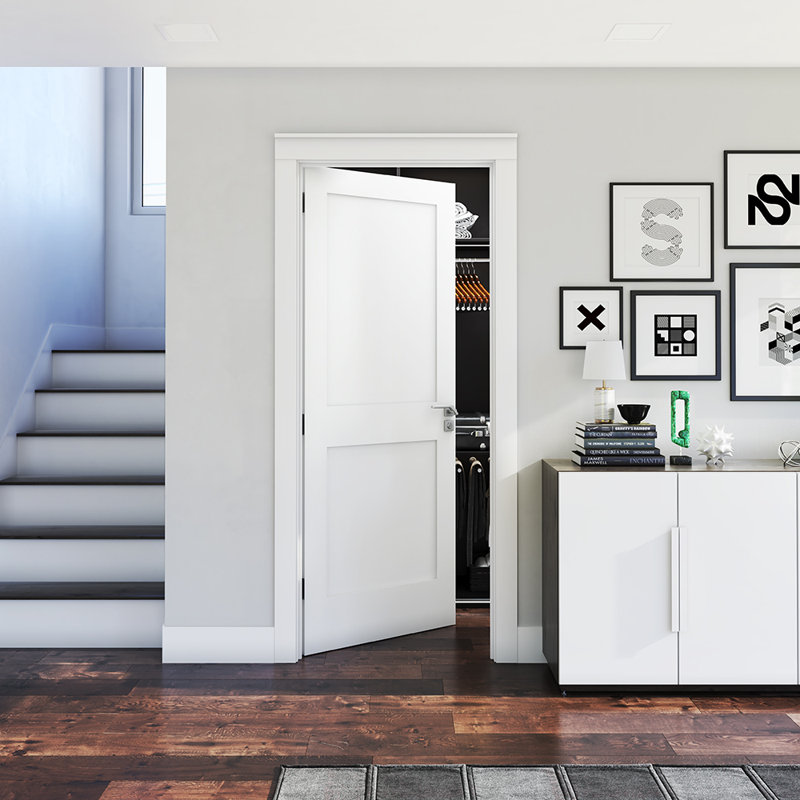 White Primed Solid Pine 2-Panel Interior Slab Door
