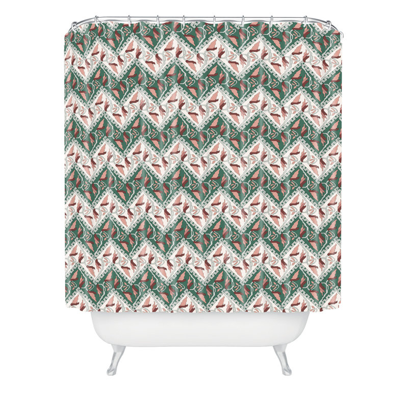 Rideau de douche simple à chevron floral belle13