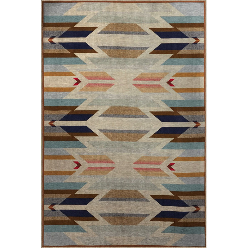 Tapis décoratif multicolore à motifs géométriques abstraits et lavables à la machine