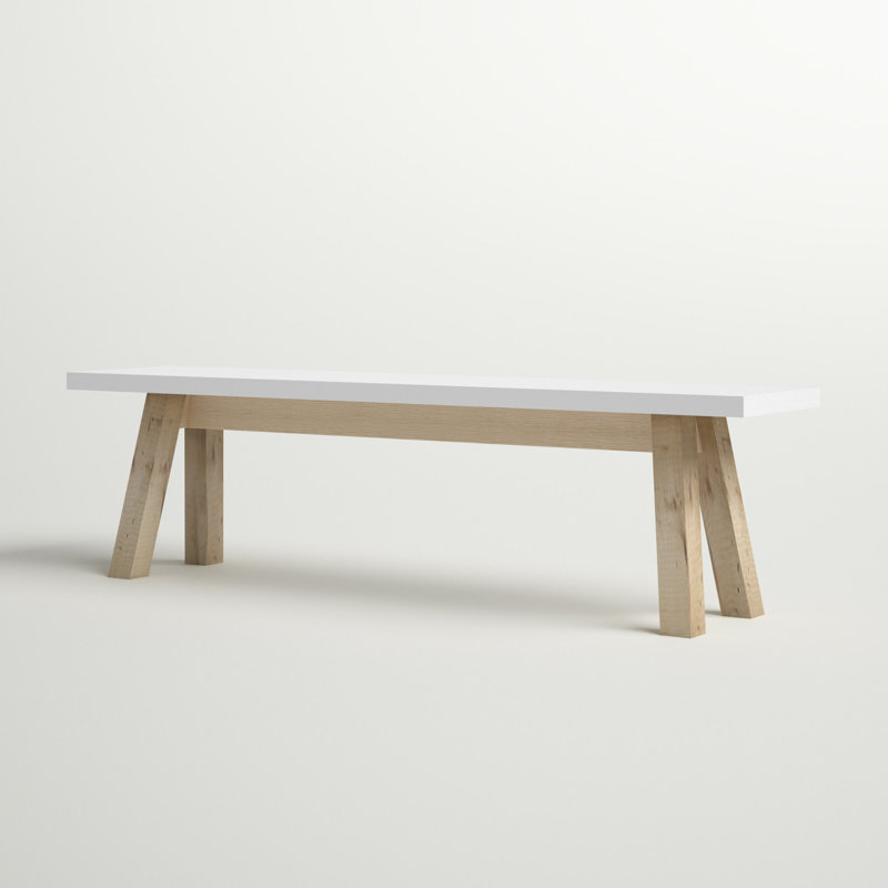 Reba Wood Bench, White/Oak