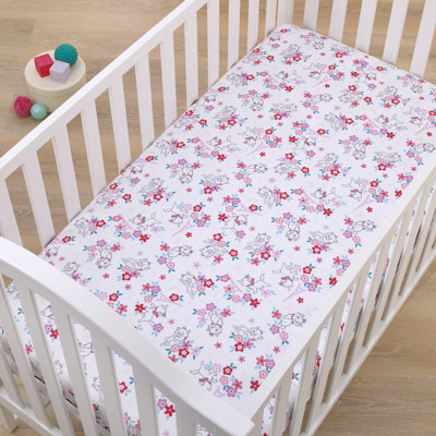 Drap-housse pour lit de bébé super doux rose, blanc et bleu sarcelle Disney Aristochats