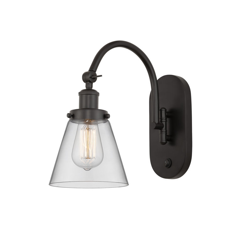 Applique murale 1 lumière 6 "avec bras pivotant 6" Shauna Cone, Transparent, Bronze huilé, DEL