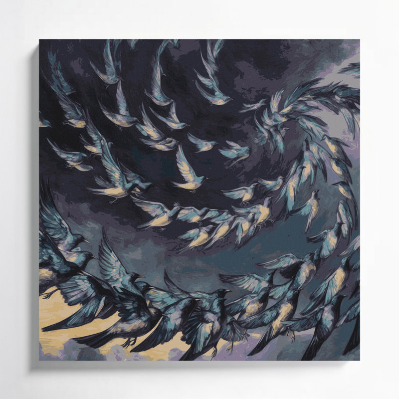 Oiseaux, art mural sur toile gris Starling European, H 8 po x l 8 po