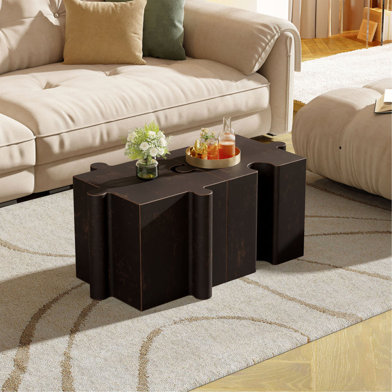 Ensemble de 2 tables de casse-tête artistique, tables d'appoint modulaires MGO avec emboîtement (1 convexe et 1 concave), capacité de 200 lb pour l'intérieur et l'extérieur