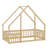 Wooden House Shaped Floor Bed With Fence And Guardrails-624547072