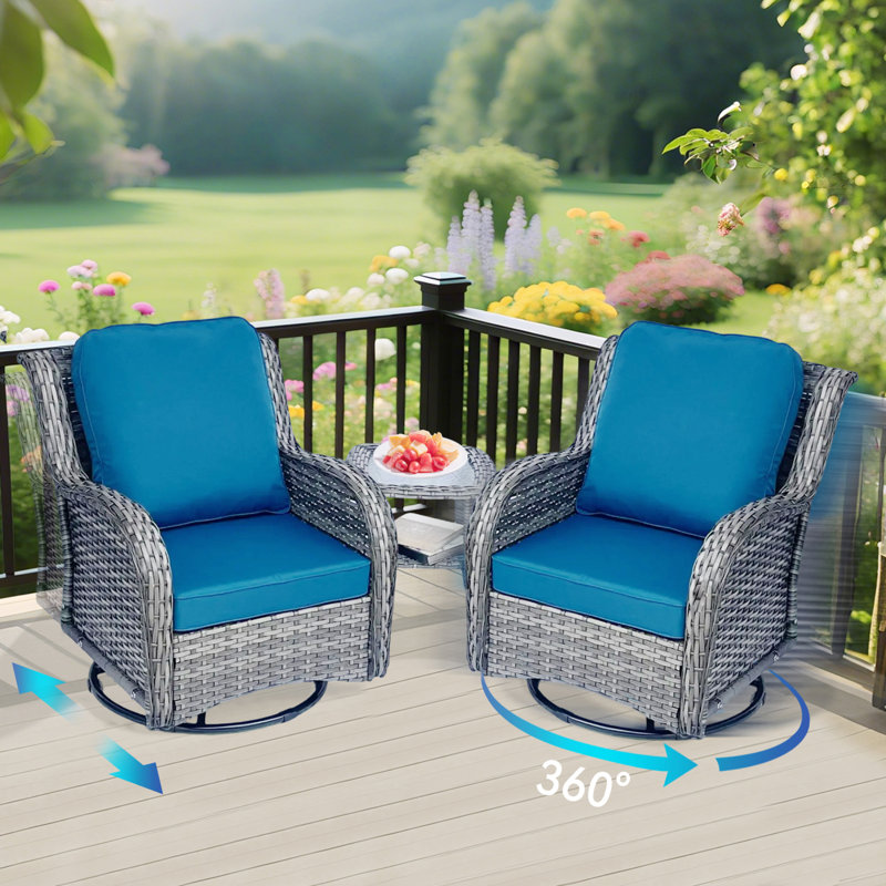 Ensemble de mobilier de patio en osier - Ensemble de conversation 3 pièces en rotin pour l'extérieur