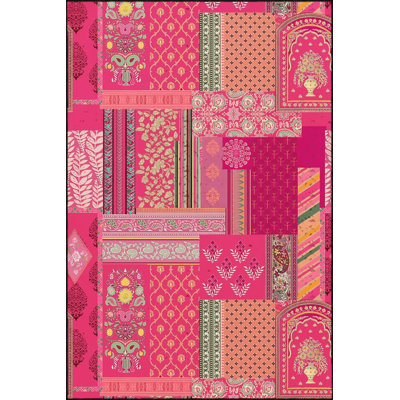 Pink Themed Floral Flower Figure Patterned Creative Modern Decorative Machine Washable Rug