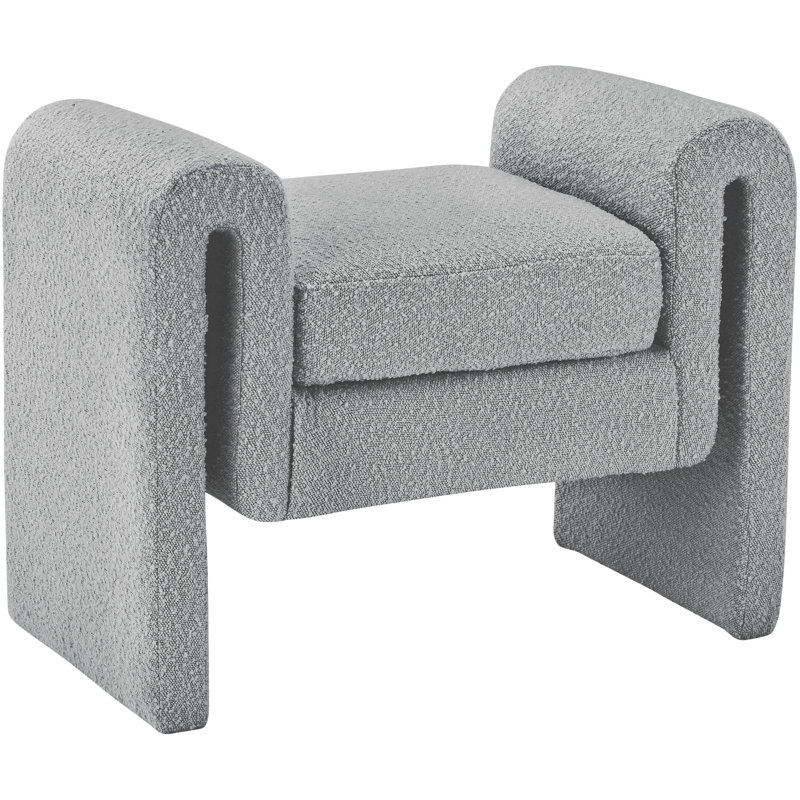 Hobel Boucle Upholstered Bench, Grey Boucle Fabric