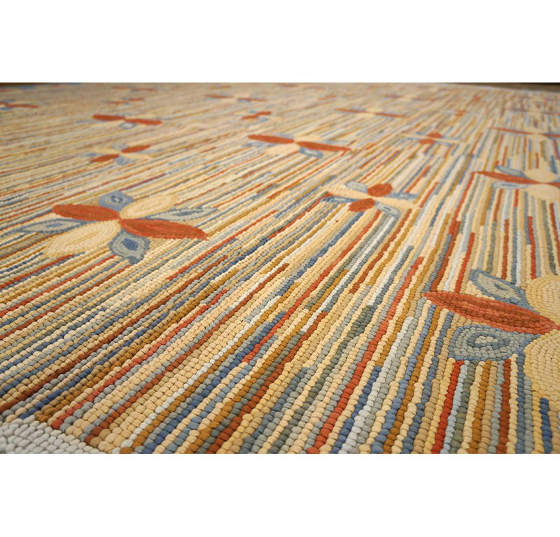 Surprising Combination Of Brigth Color Contemporary Handmade American Hooked Rug