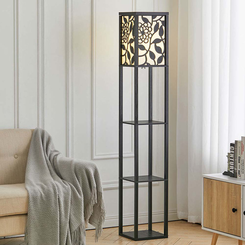 Alescia 160cm Column Floor Lamp, Black