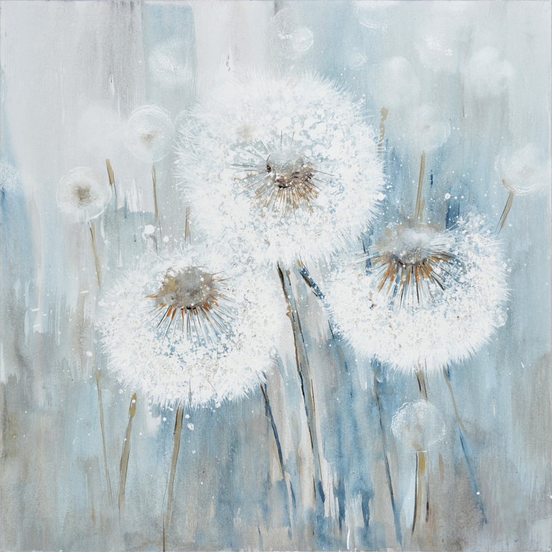 «Dandelion Whimsy», aquarelle sur toile, H 12 po x l 12 po