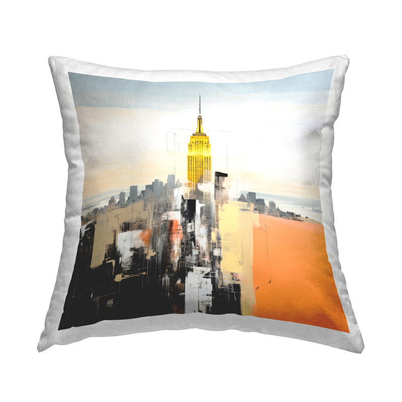 Coussin décoratif abstrait imprimé paysage urbain par Irena Orlov