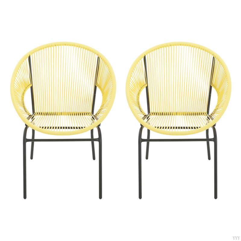 Chaise en osier NUSA, jaune, ensemble de 2