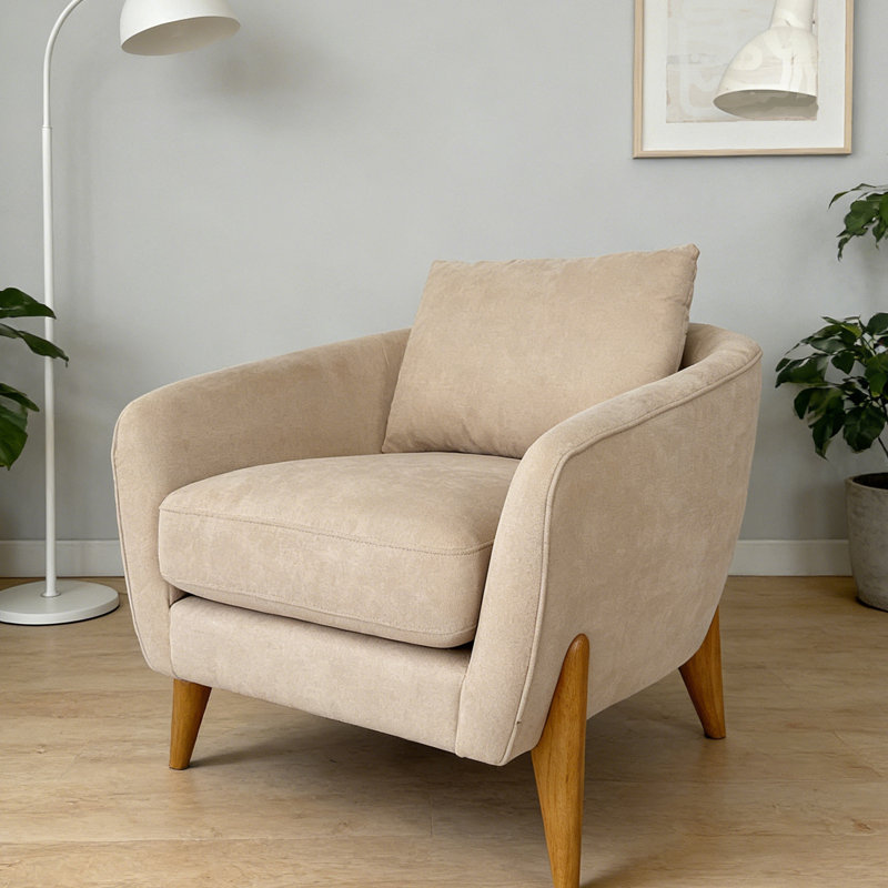 Chaise d'appoint moderne rembourrée avec coussin de dossier, siège compact et confortable pour le salon, la chambre à coucher ou le bureau.