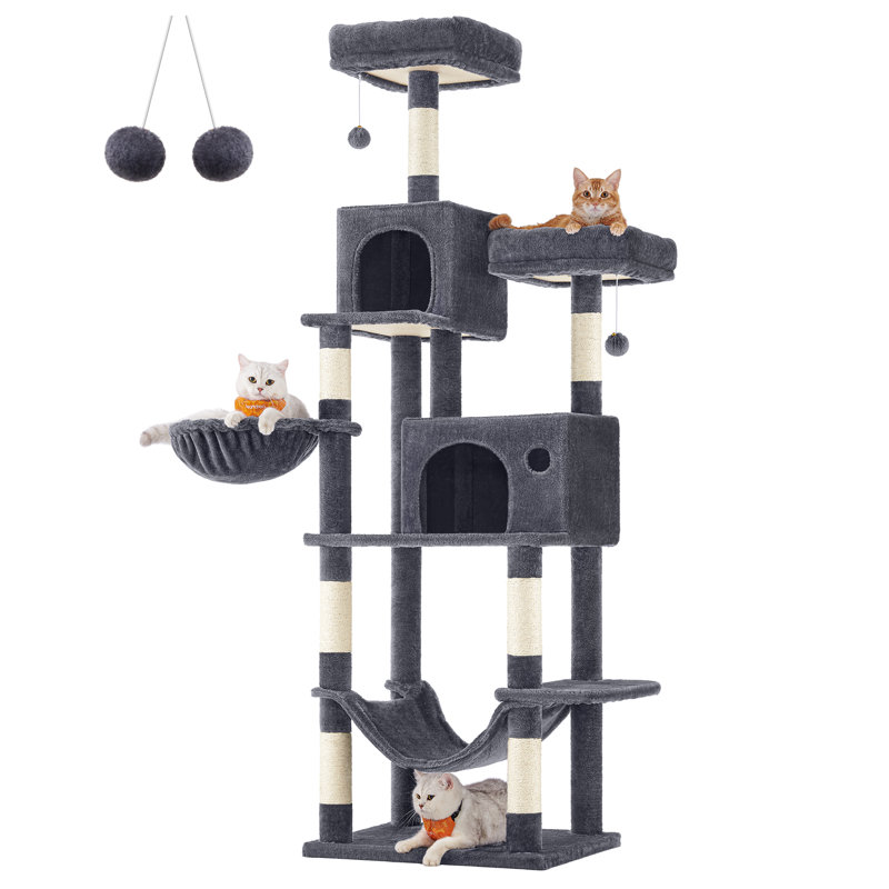 Timmins 78.3" Multi-Level Cat Tree with Cat Scratching Posts, Warm Cat Condo For Indoors, Smoky Gray