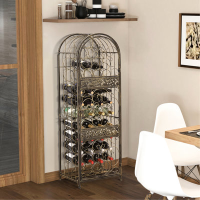 Contenant pour 45 bouteilles en fer forgé avec serrure, bronze antique, aspect attrayant, l 18,06 po x P 14,25 po, option H