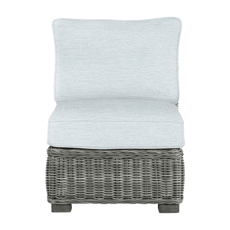 Fauteuil de chambre modulaire d'extérieur en résine tressée rustique N-Dura, Gris ardoise, Pas de soudure, Ciel de papier