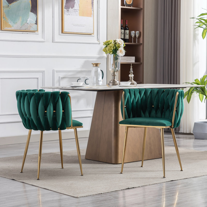 Chaises de salle à manger rembourrées Ahsoka, Vert