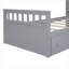 Lit mezzanine et lit plateforme en L gris ardoise avec rangement en L, construction en bois massif avec 7 tiroirs et garde-corps complets