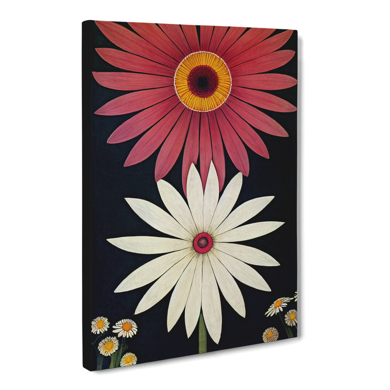 Daisy Flower Retro Vol.1 - Wall Art, 50cm H x 35cm W x 3cm D, Wrapped Canvas