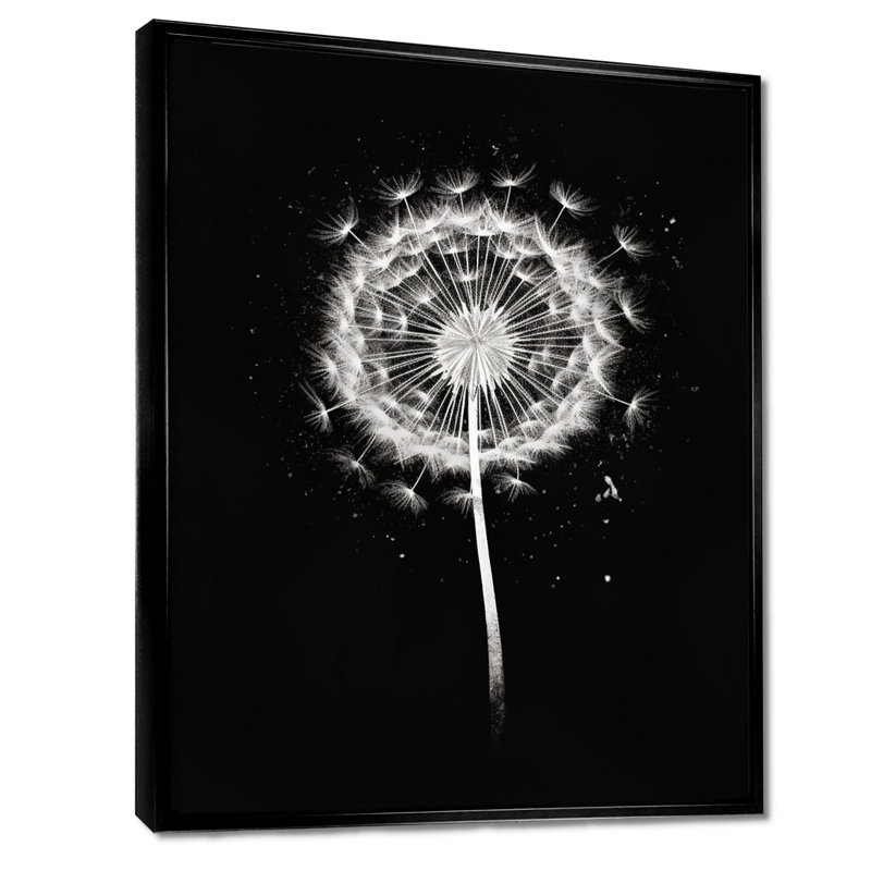 Minimal pissenlit Pappus monochrome - impression d'art mural pissenlit, Toile tendue, H 20 po x l 12 po x P 1 po