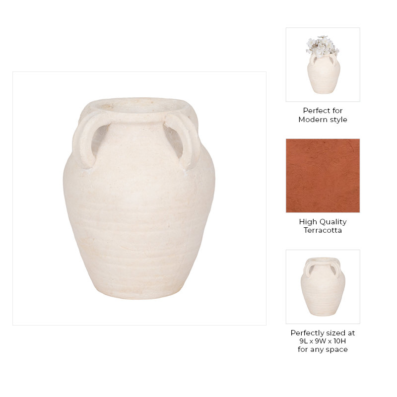 Handmade Ceramic / Porcelain Table Vase, 12" H x 10" W x 10" D, White